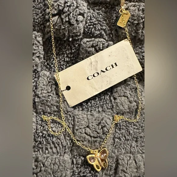 NWT COACH Butterfly Short Pendant Necklace (Multi) Necklace - Picture 3 of 7